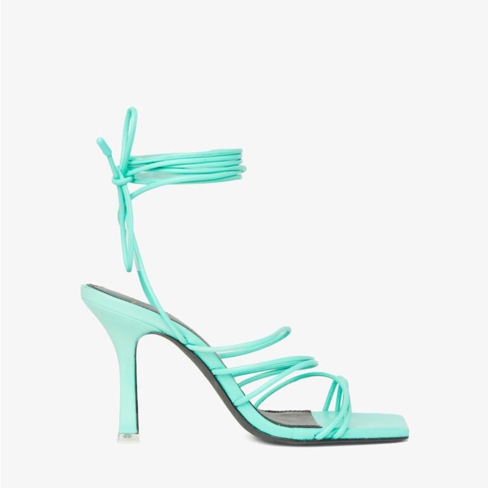 Black Suede Studio Light Blue Luisa Strappy Leather Sandals